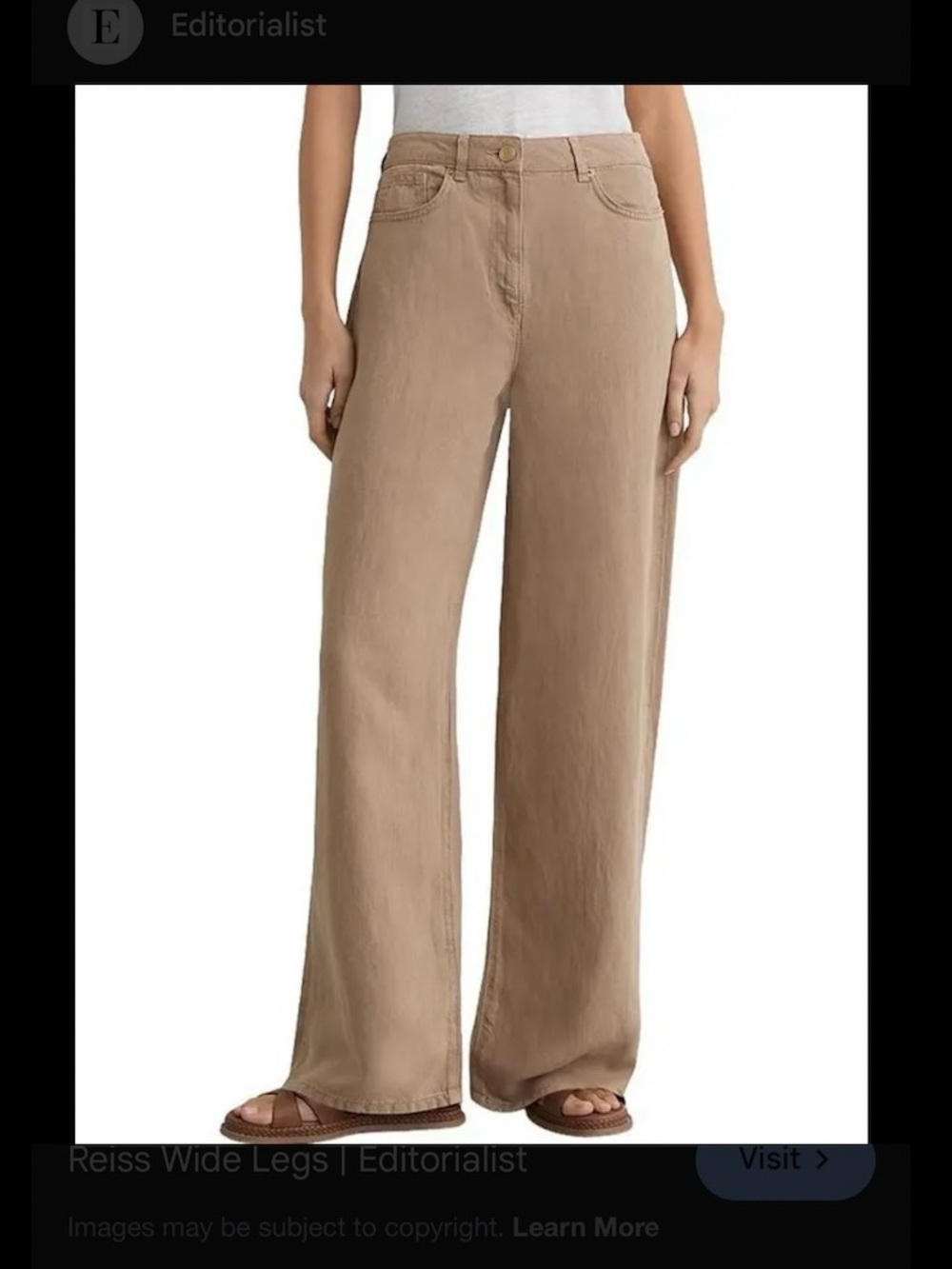 Reiss Sand Addie Regular  Wide-Leg Jeans